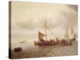 Shipping Scene-Simon Jacobsz. Vlieger-Stretched Canvas