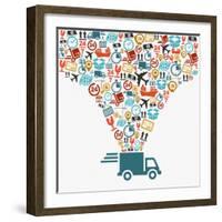 Shipping Truck Icon Set-cienpies-Framed Art Print