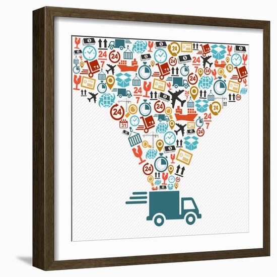 Shipping Truck Icon Set-cienpies-Framed Art Print