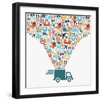 Shipping Truck Icon Set-cienpies-Framed Art Print