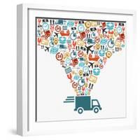 Shipping Truck Icon Set-cienpies-Framed Art Print