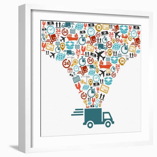 Shipping Truck Icon Set-cienpies-Framed Art Print