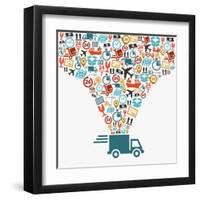 Shipping Truck Icon Set-cienpies-Framed Art Print