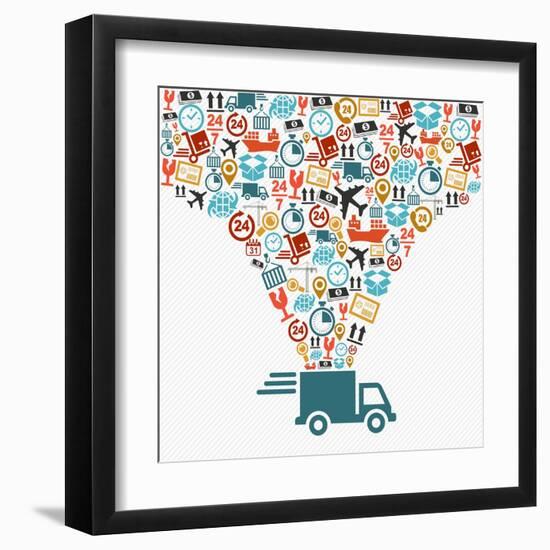 Shipping Truck Icon Set-cienpies-Framed Art Print