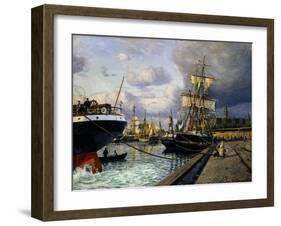 Shipping Vessels in Helsingor Harbour-Thorolf Frederik Pedersen-Framed Giclee Print