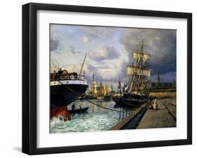 Shipping Vessels in Helsingor Harbour-Thorolf Frederik Pedersen-Framed Giclee Print