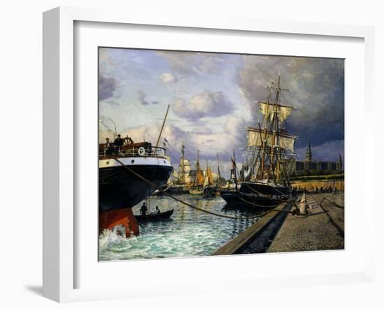 Shipping Vessels in Helsingor Harbour-Thorolf Frederik Pedersen-Framed Giclee Print