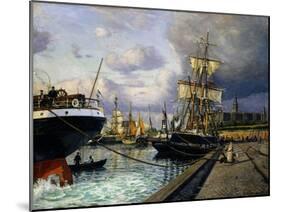 Shipping Vessels in Helsingor Harbour-Thorolf Frederik Pedersen-Mounted Giclee Print