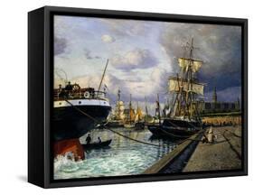 Shipping Vessels in Helsingor Harbour-Thorolf Frederik Pedersen-Framed Stretched Canvas