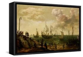 Ships Along the Shore-Adam Willaerts-Framed Stretched Canvas