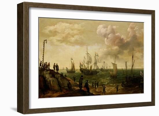 Ships Along the Shore-Adam Willaerts-Framed Art Print