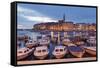 Ships and Boats in the Harbour and the Old Town-Markus Lange-Framed Stretched Canvas