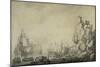 Ships and Militia by a Rocky Shore, C.1680 (Pen and Ink on Prepared Canvas)-Willem Van De Velde the Elder-Mounted Giclee Print