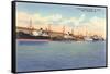 Ships at Dock, New Orleans, Louisiana-null-Framed Stretched Canvas