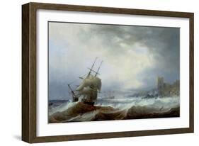 Ships Beating Off a Lee Shore-John Wilson Carmichael-Framed Giclee Print