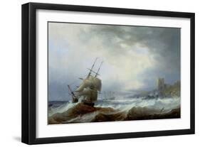 Ships Beating Off a Lee Shore-John Wilson Carmichael-Framed Giclee Print