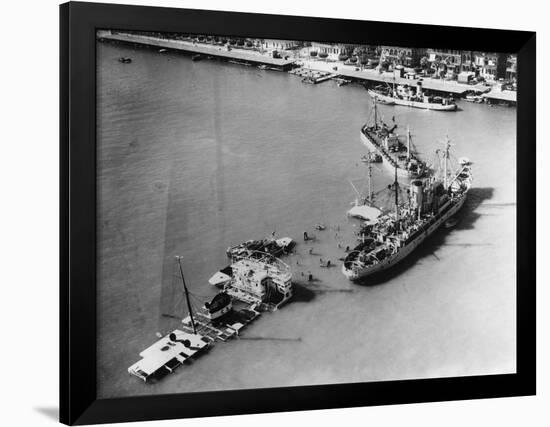 Ships Blocking the Suez Canal-null-Framed Photographic Print