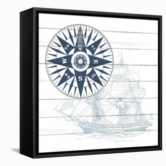 Ships Compass-Kimberly Allen-Framed Stretched Canvas