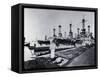 Ships Docked at Navy Yard-null-Framed Stretched Canvas
