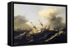 Ships During the Storm, Netherlands, 17th Century-null-Framed Stretched Canvas