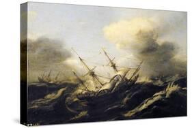 Ships During the Storm, Netherlands, 17th Century-null-Stretched Canvas