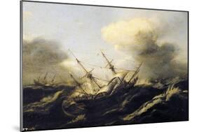 Ships During the Storm, Netherlands, 17th Century-null-Mounted Giclee Print