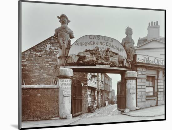 Ships Figureheads over the Gate at Castles Shipbreaking Yard, Westminster, London, 1909-null-Mounted Photographic Print