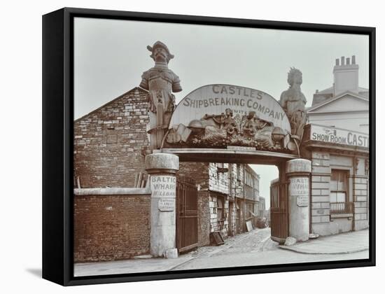 Ships Figureheads over the Gate at Castles Shipbreaking Yard, Westminster, London, 1909-null-Framed Stretched Canvas