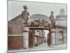 Ships Figureheads over the Gate at Castles Shipbreaking Yard, Westminster, London, 1909-null-Mounted Photographic Print