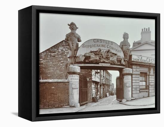 Ships Figureheads over the Gate at Castles Shipbreaking Yard, Westminster, London, 1909-null-Framed Stretched Canvas