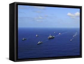 Ships from the Ronald Reagan Carrier Strike Group Transit the Pacific Ocean-Stocktrek Images-Framed Stretched Canvas