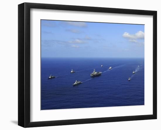 Ships from the Ronald Reagan Carrier Strike Group Transit the Pacific Ocean-Stocktrek Images-Framed Photographic Print