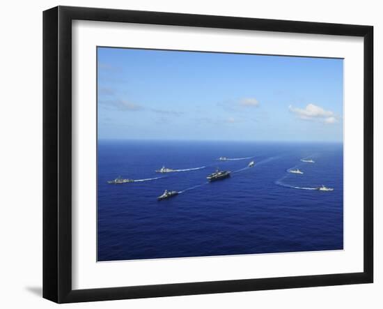 Ships from the Ronald Reagan Carrier Strike Group Transit the Pacific Ocean-Stocktrek Images-Framed Photographic Print