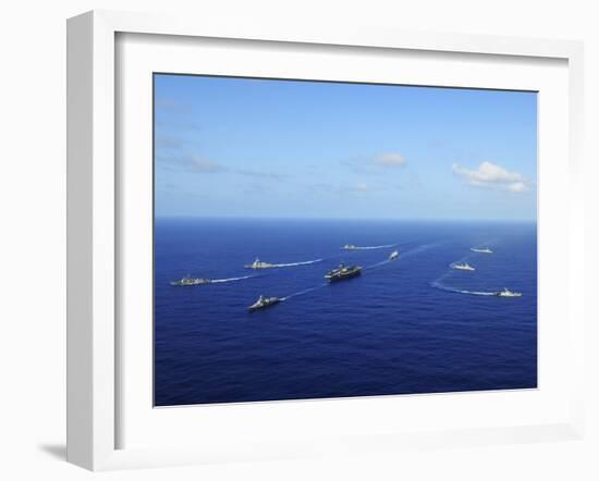 Ships from the Ronald Reagan Carrier Strike Group Transit the Pacific Ocean-Stocktrek Images-Framed Photographic Print