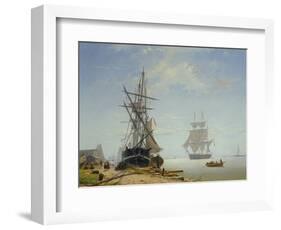 Ships in a Dutch Estuary, 19th Century-W.A. van Deventer-Framed Premium Giclee Print