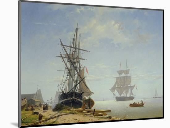 Ships in a Dutch Estuary, 19th Century-W.A. van Deventer-Mounted Premium Giclee Print