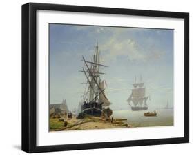 Ships in a Dutch Estuary, 19th Century-W.A. van Deventer-Framed Giclee Print