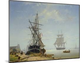 Ships in a Dutch Estuary, 19th Century-W.A. van Deventer-Mounted Giclee Print