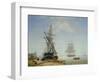 Ships in a Dutch Estuary, 19th Century-W.A. van Deventer-Framed Giclee Print