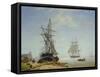 Ships in a Dutch Estuary, 19th Century-W.A. van Deventer-Framed Stretched Canvas