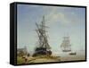 Ships in a Dutch Estuary, 19th Century-W.A. van Deventer-Framed Stretched Canvas