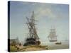 Ships in a Dutch Estuary, 19th Century-W.A. van Deventer-Stretched Canvas