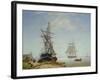 Ships in a Dutch Estuary, 19th Century-W.A. van Deventer-Framed Giclee Print