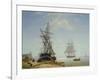 Ships in a Dutch Estuary, 19th Century-W.A. van Deventer-Framed Giclee Print