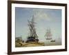 Ships in a Dutch Estuary, 19th Century-W.A. van Deventer-Framed Giclee Print