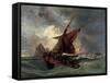 Ships in a Stormy Sea, 19th Century-Eugene Delacroix-Framed Stretched Canvas