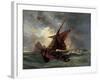 Ships in a Stormy Sea, 19th Century-Eugene Delacroix-Framed Giclee Print