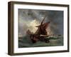 Ships in a Stormy Sea, 19th Century-Eugene Delacroix-Framed Giclee Print