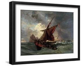 Ships in a Stormy Sea, 19th Century-Eugene Delacroix-Framed Giclee Print