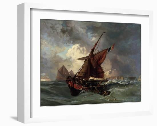 Ships in a Stormy Sea, 19th Century-Eugene Delacroix-Framed Giclee Print